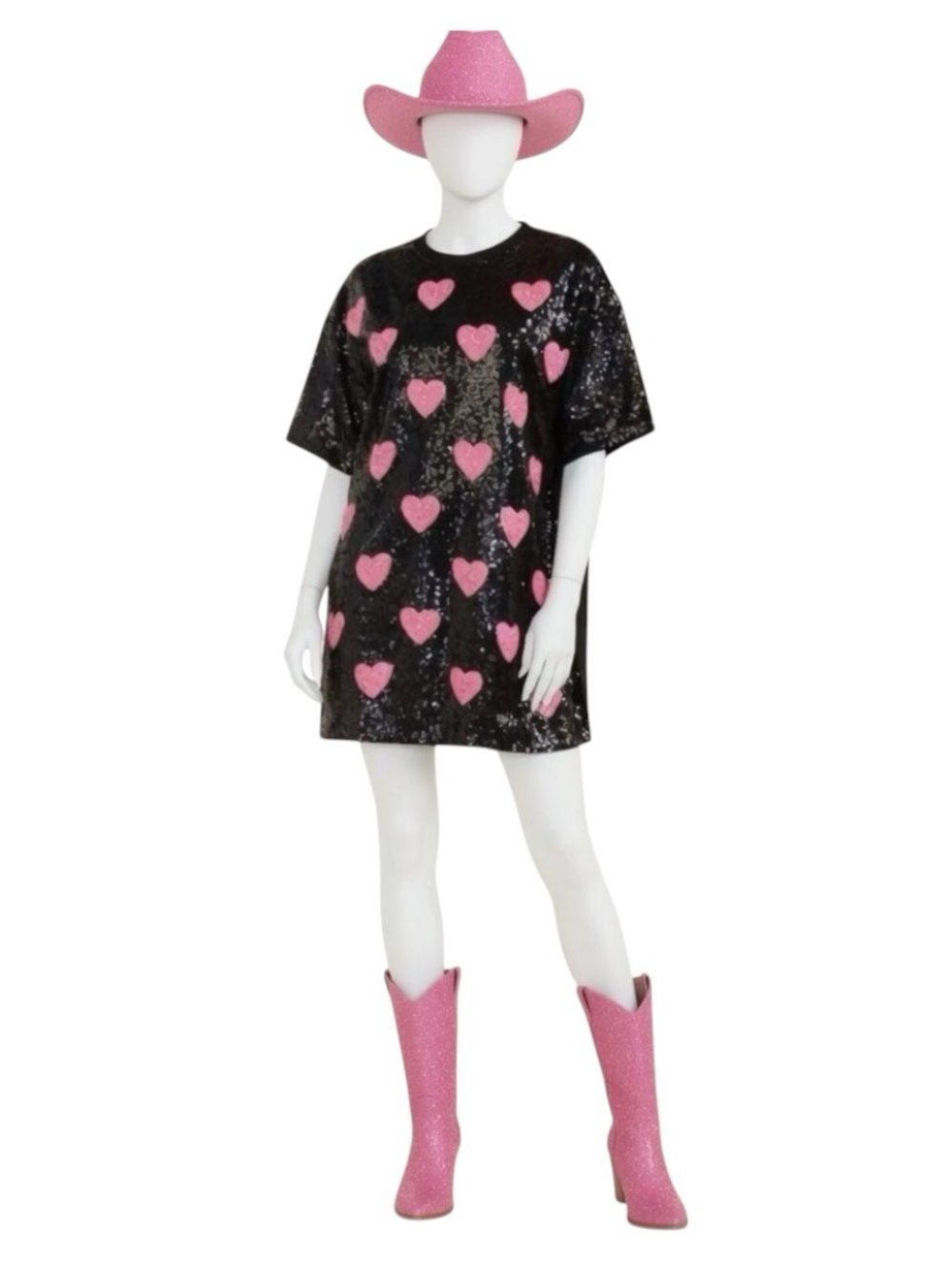 FANTASTIC FAWN Sequin front oversized tunic dress S M L